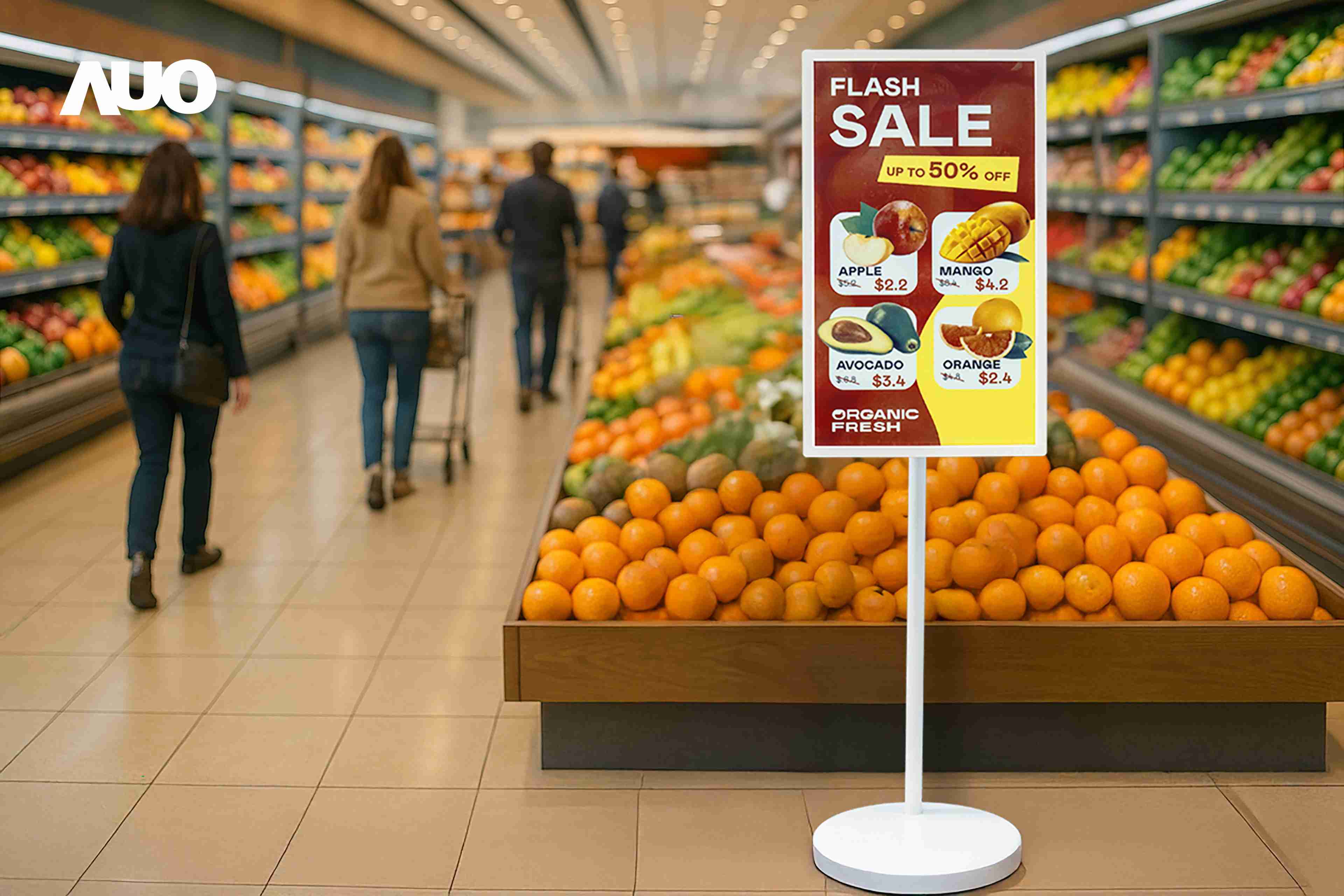 达擎首亮相低功耗、、、全彩的〝aecoPost电子纸解决方案〞，，仅在更新画面时需要微量的电力驱动，，，无需布建电线的便捷设计，，，，使其可灵活应用、、随意置放，，，，并可透过云端或行动装置app，，，，轻松管理及排程广告内容，，，晋升店头营销利器。。